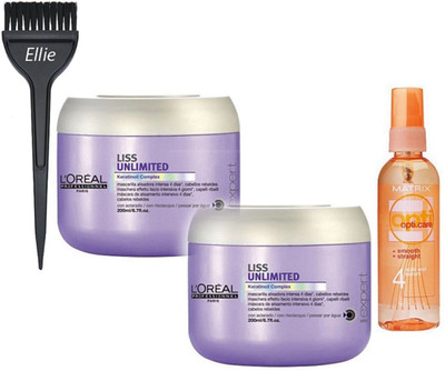 

ellie Hair Brush, Professional Paris Liss unlimited Hair Masque Pack Of 2,Opti Care Hair Serum(Set of 4)