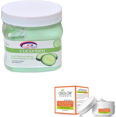 

Pink Root CUCUMBER CREAM 500GM WITH OXYGLOW LACTO BLEACH 50GM(Set of 2)