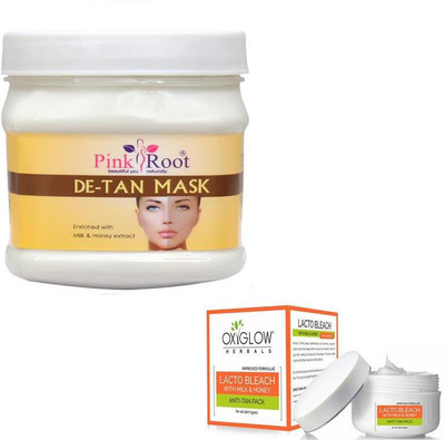 

Pink Root DE-TAN MASK 500GM WITH LACTO BLEACH 50GM(Set of 2)