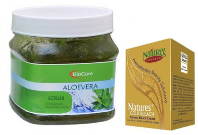 

Biocare ALOEVERA SCRUB 500GM NATURES ESSENCE GOLD BELACH 50G(Set of 2)