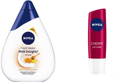 

Nivea Milk Delights Moisturizing Honey For Dry Skin Face Wash (100 ml) & Cherry Shine Lipbalm(Set of 2)