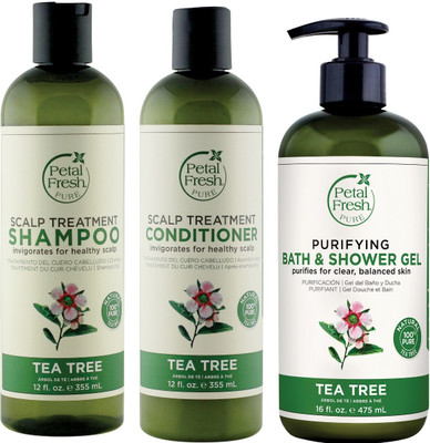 

Petal Fresh Scalp Treatment Shampoo & Conditioner & Purifying Bath & Shower Gel Tea Tree Value Pack of 3 (355 Ml, 355 Ml, 475 Ml)(Set of 3)