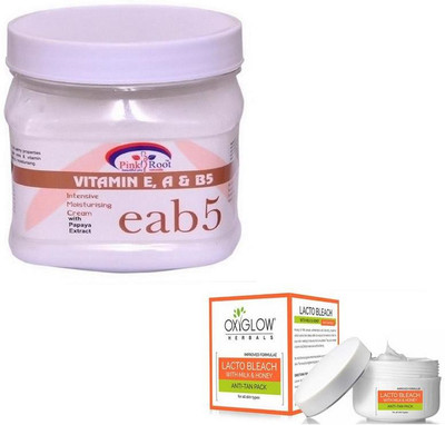 

Pink Root VITAMIN EAB5 CREAM 500GM WITH OXYGLOW LACTO BLEACH 50GM(Set of 2)
