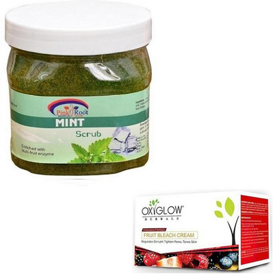 

Pink Root MINT SCRUB 500GM WITH OXYGLOW FRUIT BLEACH 50GM(Set of 2)