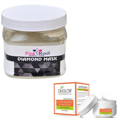 

Pink Root DIAMOND MASK 500GM WITH OXYGLOW LACTO BLEACH 50GM(Set of 2)
