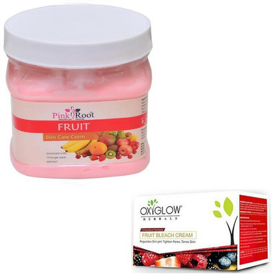 

Pink Root FRUIT CREAM 500GM WITH OXYGLOW FRUIT BLEACH 50GM(Set of 2)