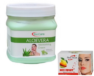 

Pink Root MIX FRUIT BLEACH 43G WITH BIOCARE ALOEVERA CREAM 500GM(Set of 2)