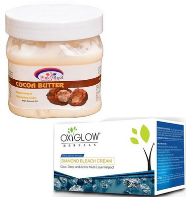 

Pink Root COCOA BUTTER CREAM 500GM WITH OXYGLOW DIAMOND BLEACH 50GM(Set of 2)