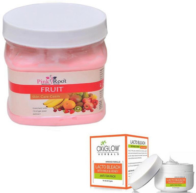 

Pink Root FRUIT CREAM 500GM WITH OXYGLOW LACTO BLEACH 50GM(Set of 2)