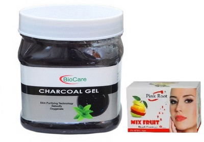 

Pink Root MIX FRUIT BLEACH 43G WITH BIOCARE CHARCOAL GEL 500GM(Set of 2)