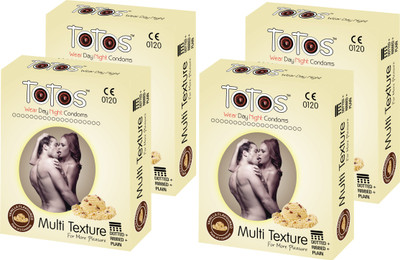 Totos Multi Texture 4 set Combo Vanilla Flavour Condom(Set of 3, 12S)