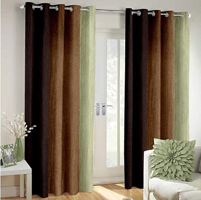 Homefab India 274.5 cm (9 ft) Polyester Room Darkening Long Door Curtain (Pack Of 2)(Solid, Brown)