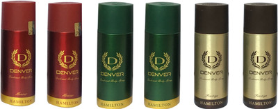 

Denver 2 HONOUR, 2 PRESTIGE AND 2 GREEN (PACK OF 6) Body Spray - For Men(165 ml, Pack of 6)