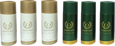 

Denver 3 IMPERIAL AND 3 GREEN (PACK OF 6) Deodorant Spray - For Men(165 ml, Pack of 6)