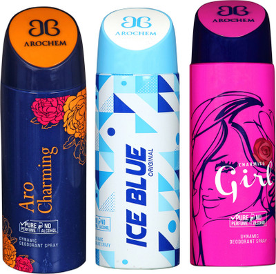 

AROCHEM aro charming,ice blue and charming girl combo Body Spray - For Men & Women(300 ml, Pack of 3)