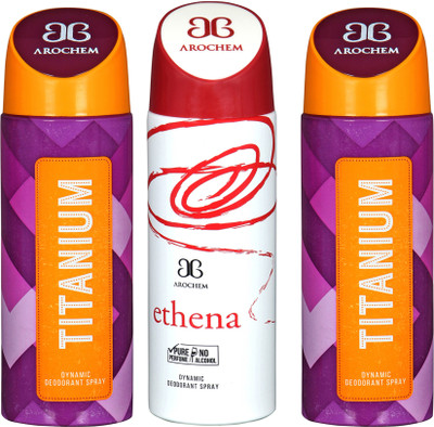 

AROCHEM titanium,ethena and titanium combo Body Spray - For Men & Women(300 ml, Pack of 3)