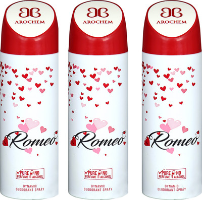 

AROCHEM ROMEO , ROMEO AND ROMEO DYNAMIC PURE ORIGINAL Deodorant Spray - For Men & Women(200 ml, Pack of 3)