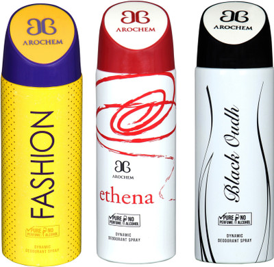 

AROCHEM fashion,ethena and black outh combo Body Spray - For Men & Women(300 ml, Pack of 3)