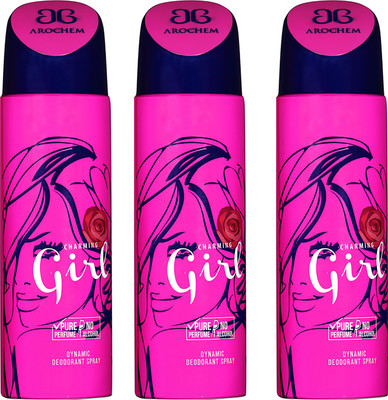 

AROCHEM CHARMING GIRL , CHARMING GIRL AND CHARMING GIRL DYNAMIC PURE ORIGINAL Deodorant Spray - For Men & Women(200 ml, Pack of 3)