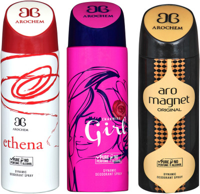 

AROCHEM ethena,charming girl and aro magnet combo Body Spray - For Men & Women(300 ml, Pack of 3)