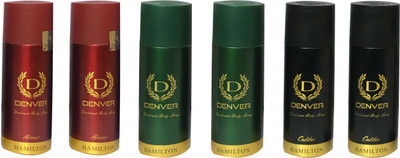 

Denver 2 HONOUR, 2 GREEN AND 2 CALIBER (PACK OF 6) Body Spray - For Men(165 ml, Pack of 6)