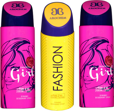 

AROCHEM charming girl,fashion and charming girl combo Body Spray - For Men & Women(300 ml, Pack of 3)