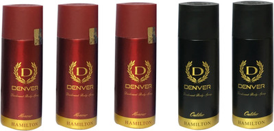 

Denver 3 HONOUR & 2 CALIBER (PACK OF 5) Deodorant Spray - For Men & Women(165 ml, Pack of 5)