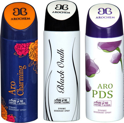 

AROCHEM aro charming,black oudh and aro pds combo Body Spray - For Men & Women(300 ml, Pack of 3)