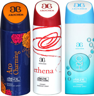 

AROCHEM aro charming,ethena and h2o combo Body Spray - For Men & Women(300 ml, Pack of 3)
