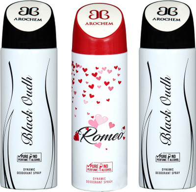 

AROCHEM black oudh,romeo and black oudh combo Body Spray - For Men & Women(300 ml, Pack of 3)