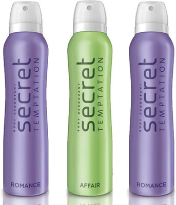 

Secret Temptation 1 Affair and 2 Romance Deodorant Spray - For Women(450 ml, Pack of 3)