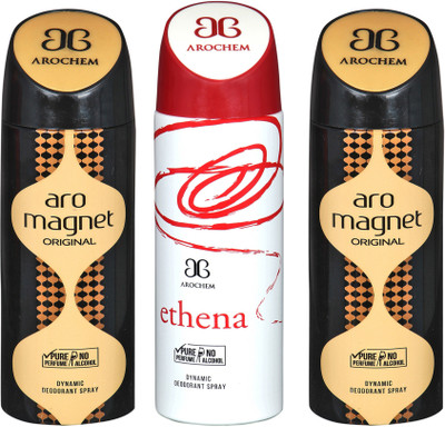

AROCHEM aro magnet,ethena and aro magnet combo Body Spray - For Men & Women(300 ml, Pack of 3)