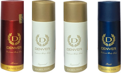 

Denver 1 HONOUR, 2 IMPERIAL AND 1 PRIDE (PACK OF 4) Body Spray - For Men(165 ml, Pack of 4)