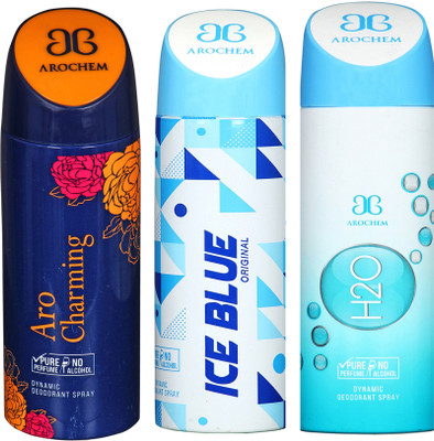 

AROCHEM aro charming,ice blue and h2o combo Body Spray - For Men & Women(300 ml, Pack of 3)