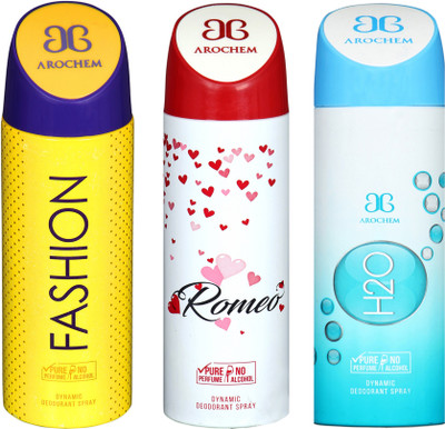 

AROCHEM fashion,romeo and h2o combo Body Spray - For Men & Women(300 ml, Pack of 3)