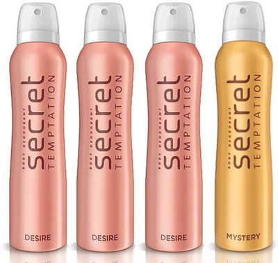 

Secret Temptation 3 Desire and 1 Mystery Deodorant Spray - For Women(600 ml, Pack of 4)