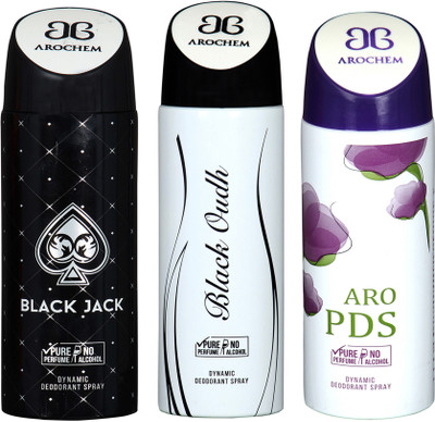 

AROCHEM black jack,black oudh and aro pds combo Body Spray - For Men & Women(300 ml, Pack of 3)