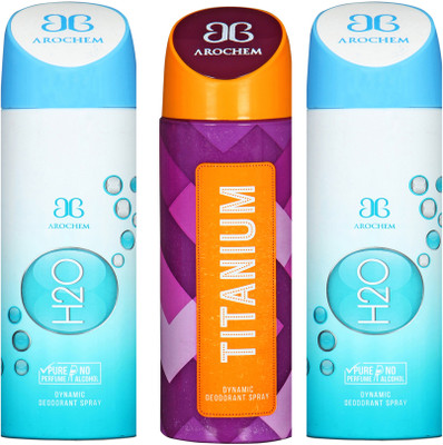 

AROCHEM h2o,titanium and h2o combo Body Spray - For Men & Women(300 ml, Pack of 3)