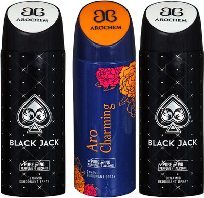 

AROCHEM black jack,aro charming and black jack combo Body Spray - For Men & Women(300 ml, Pack of 3)