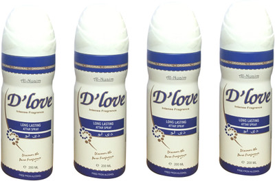 Al Nuaim D'LOVE (PACK OF 4) Body Spray - For Men & Women(200 ml, Pack of 4)