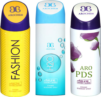 

AROCHEM FASHION , H2O AND ARO PDS DYNAMIC PURE ORIGINAL Deodorant Spray - For Men & Women(200 ml, Pack of 3)