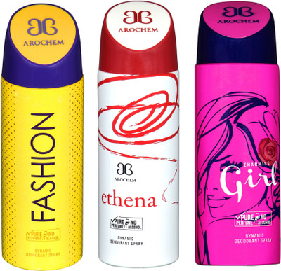 

AROCHEM fashion,ethena and charming girl combo Body Spray - For Men & Women(300 ml, Pack of 3)