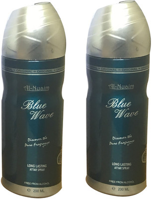 

Al Nuaim BLUE WAVE (PACK OF 2) Body Spray - For Men & Women(200 ml, Pack of 2)
