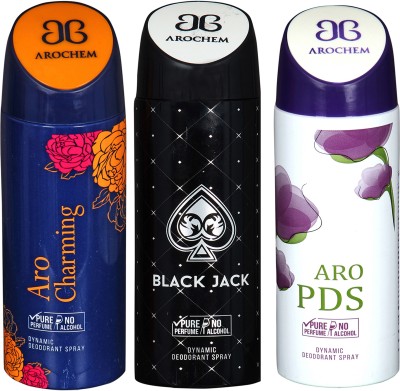 

AROCHEM aro charming,black jack and aro pds combo Body Spray - For Men & Women(300 ml, Pack of 3)