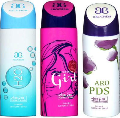 

AROCHEM h2o,charming girl and aro pds combo Body Spray - For Men & Women(300 ml, Pack of 3)