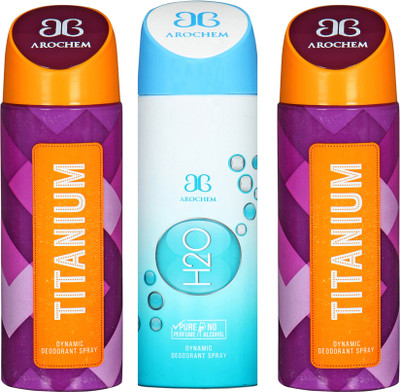 

AROCHEM titanium,h2o and titanium combo Body Spray - For Men & Women(300 ml, Pack of 3)