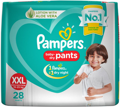 Pampers Diaper Pants Lotion with Aloe Vera Pant Style Diapers - XXL(28 Pieces)