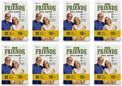 

Friends EASY ADULT DIAPERS, SIZE MEDIUM, 10 PCS PACK, COMBO OF 8 PACKS, FOR WAIST SIZE 28''-44'' INCHES, TOTAL 80 DIAPERS Adult Diapers - M(80 Pieces)