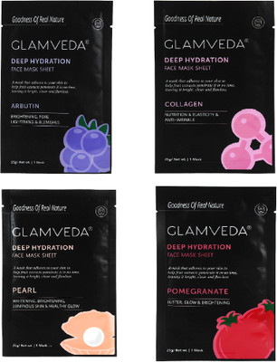 

Glamveda Unisex Real Nature Hydrating Korean Sheet Mask Combo(Pack Of 4)(200 g)