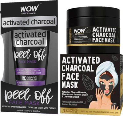 

WOW Skin Science Activated Charcoal Face Mask (200 ml) & Peel Off Mask (100ml) COMBO - No Parabens & Mineral Oils(300 ml)